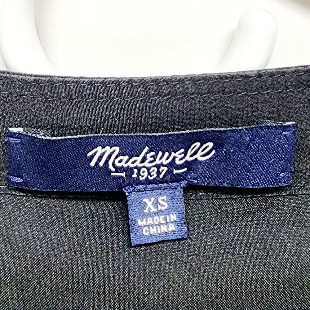 Madewell 1937 Black Silk Sleeveless Button-Front Dress XS - Picture 5 of 10